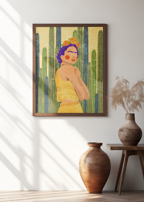 Frida and cacti Poster