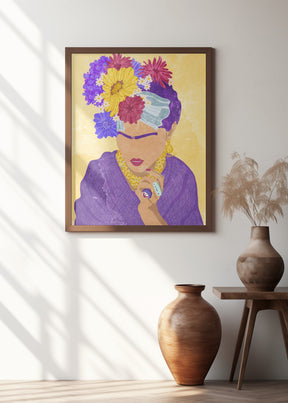 Frida and flowers Poster