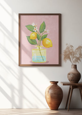 Lemon Bunch In Vase Poster