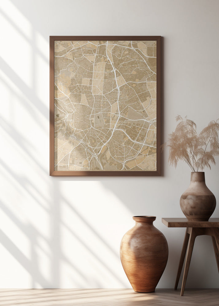 Map of Madrid (Spain) in sepia vintage style Poster