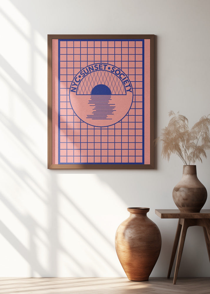 Nyc Sunset Society Blue Poster