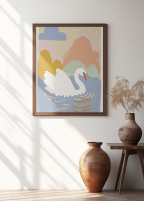 Swan In Lake Poster