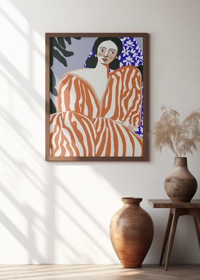 Woman In Striped Suit Poster