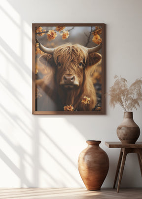 Bull And Flowers Poster