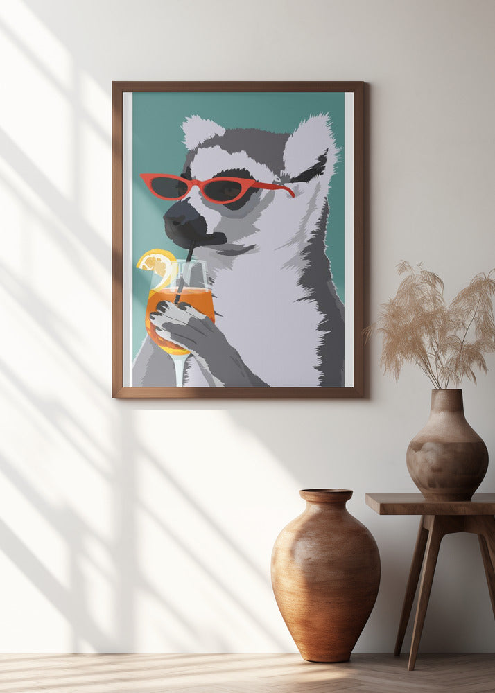 Jugdy Lemur with Drink Poster