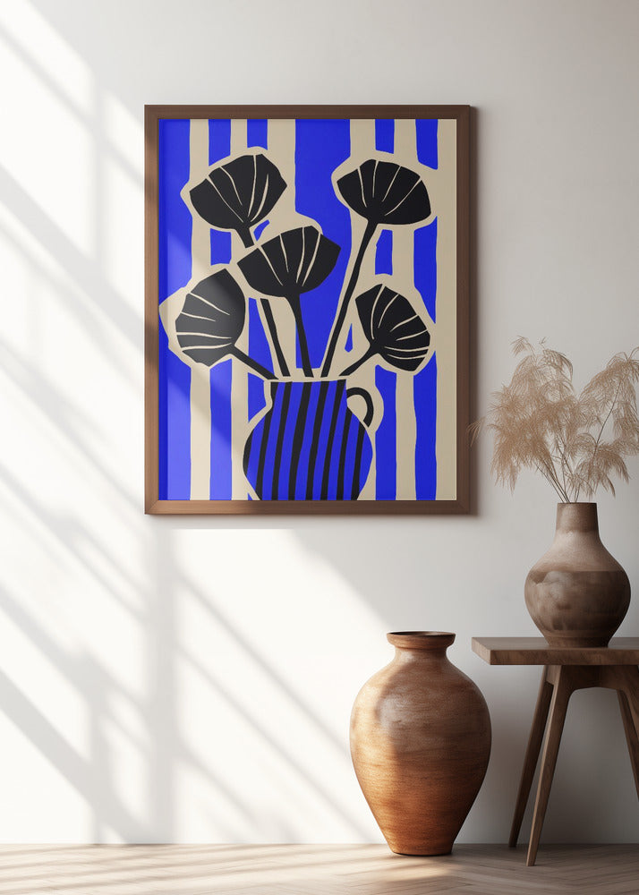 Striped Still Life Blue Poster