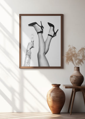 Champagne legs Black and White Poster