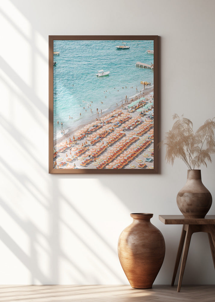 Positano Beach Scene Poster