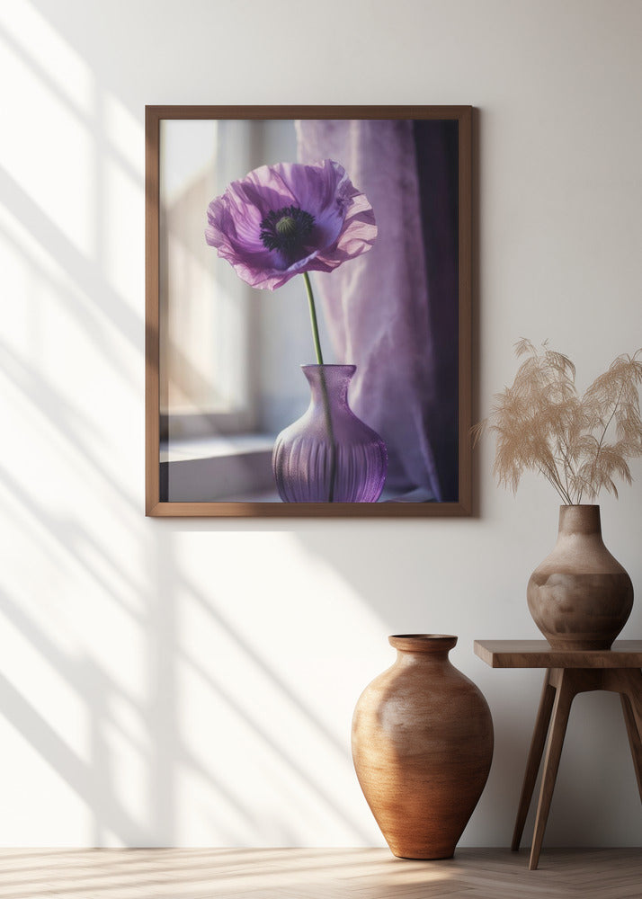 Purple Poppy In Vase Poster