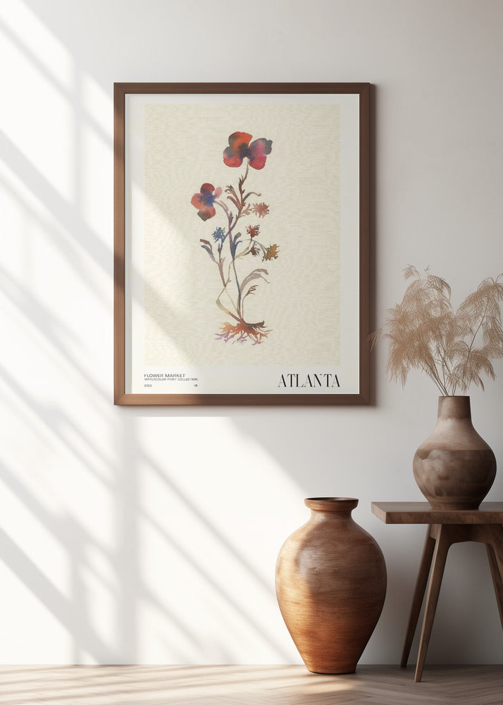 Watercolor print collection. Flower market - Atlanta Poster