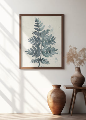 Teal watercolor fern 1 Poster