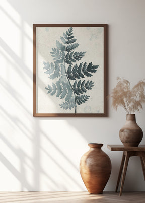 Teal watercolor fern 2 Poster