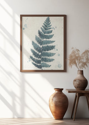 Teal watercolor fern 3 Poster