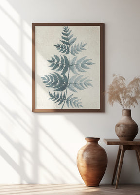 Teal watercolor fern 4 Poster