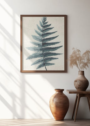 Teal watercolor fern 5 Poster