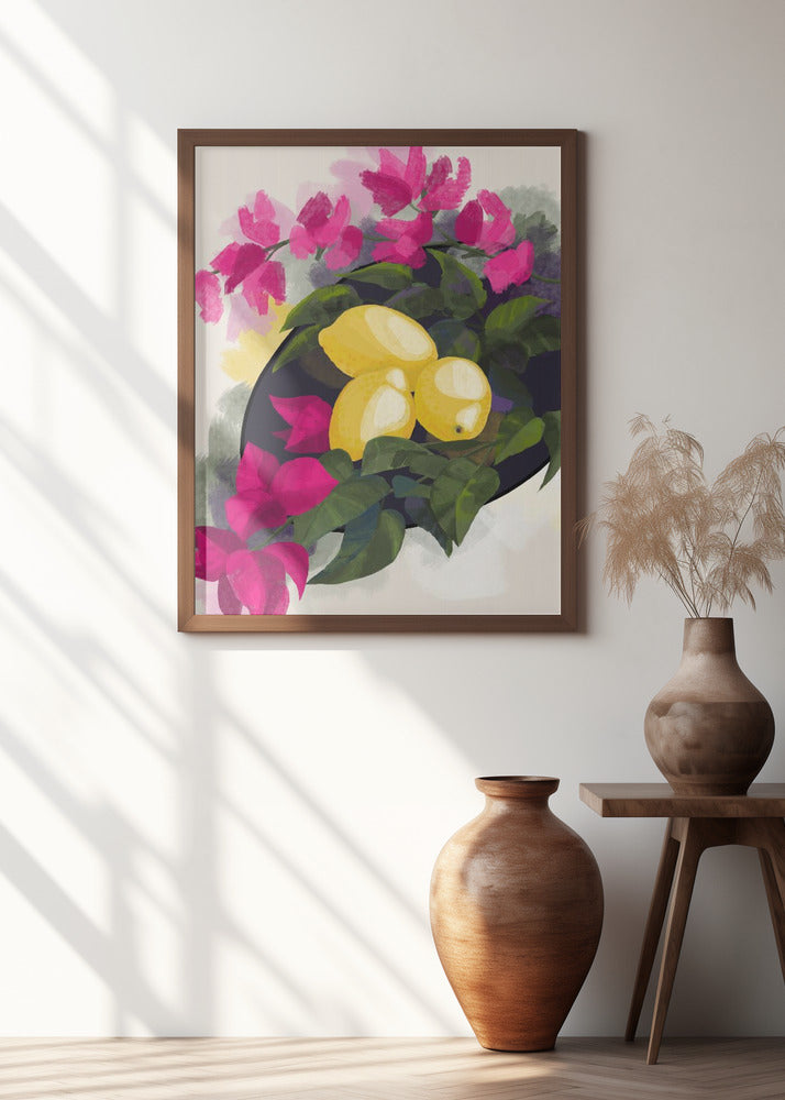 Bougainvillea and lemons Poster