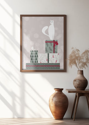 Retro cat and gifts Poster