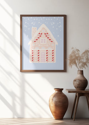 Blue Gingerbread House Poster