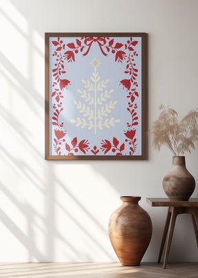 Christmas Tree Blue and Red Poster