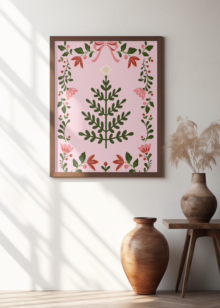 Pink Christmas Tree Poster