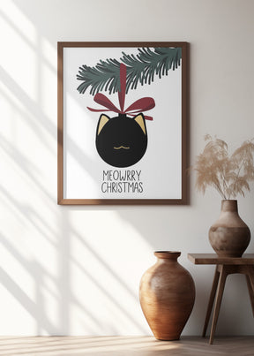 Meowrry Christmas bauble (black, white) Poster