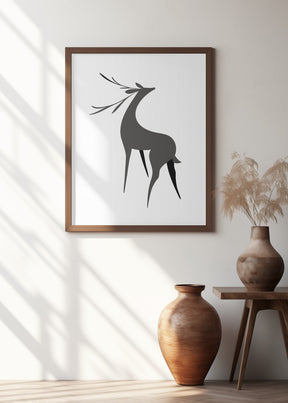 Stylized retro deer (grey) Poster