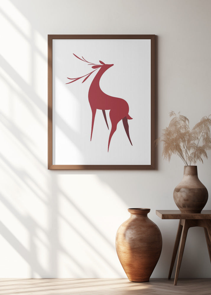 Stylized retro deer (red) Poster