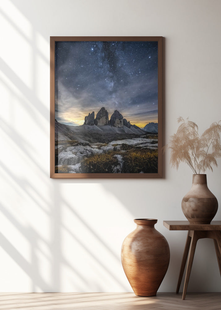 Dolomites at night Poster