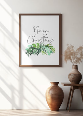 Watercolor greenery Merry Christmas Poster