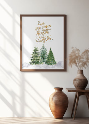 Christmas trees with holiday wishes Poster