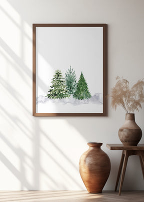 Three watercolor pine trees Poster