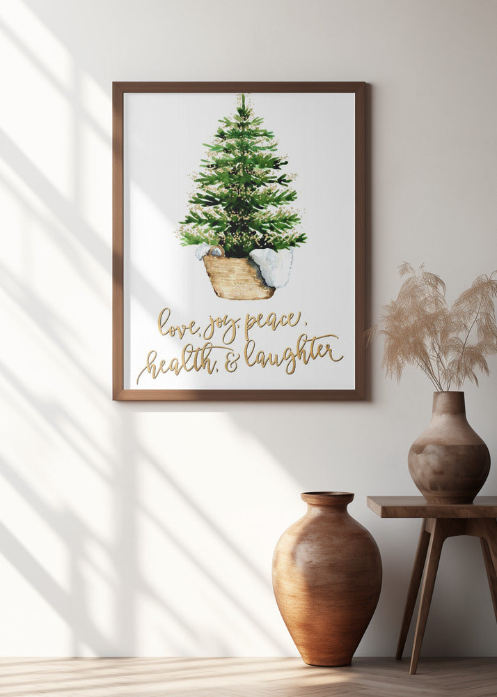 Cozy Christmas tree with holiday wishes Poster