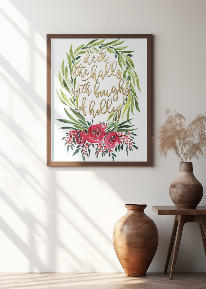 Floral wreath deck the halls Poster