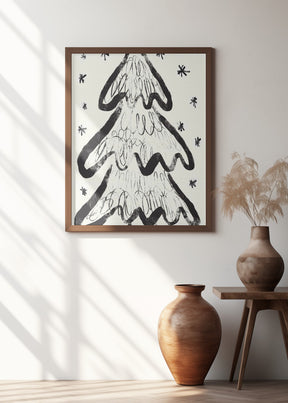 Christmas Tree And Snow (White) Poster