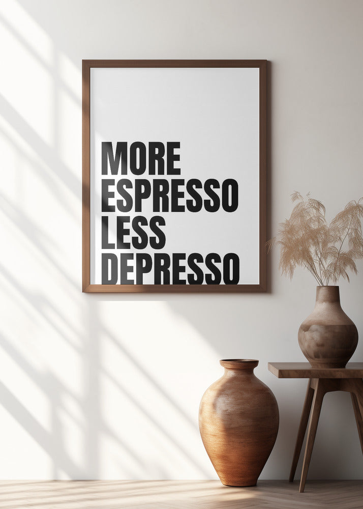 More Espresso Less Depresso - White Poster