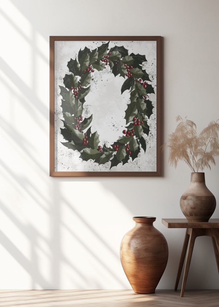 Splatters holly wreath Poster