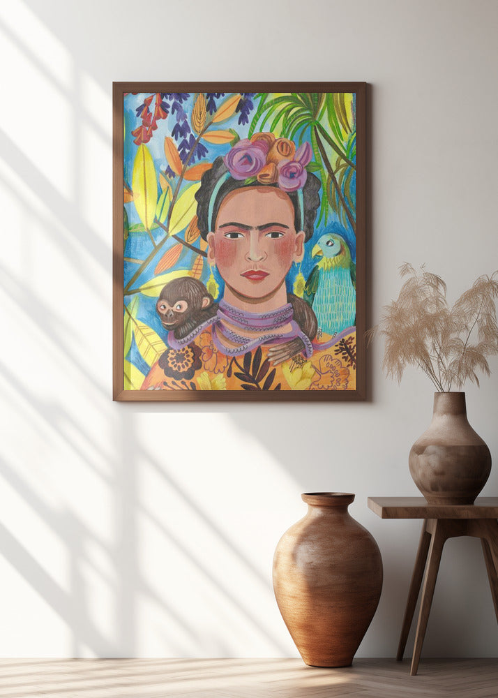 Frida and her parrots Poster