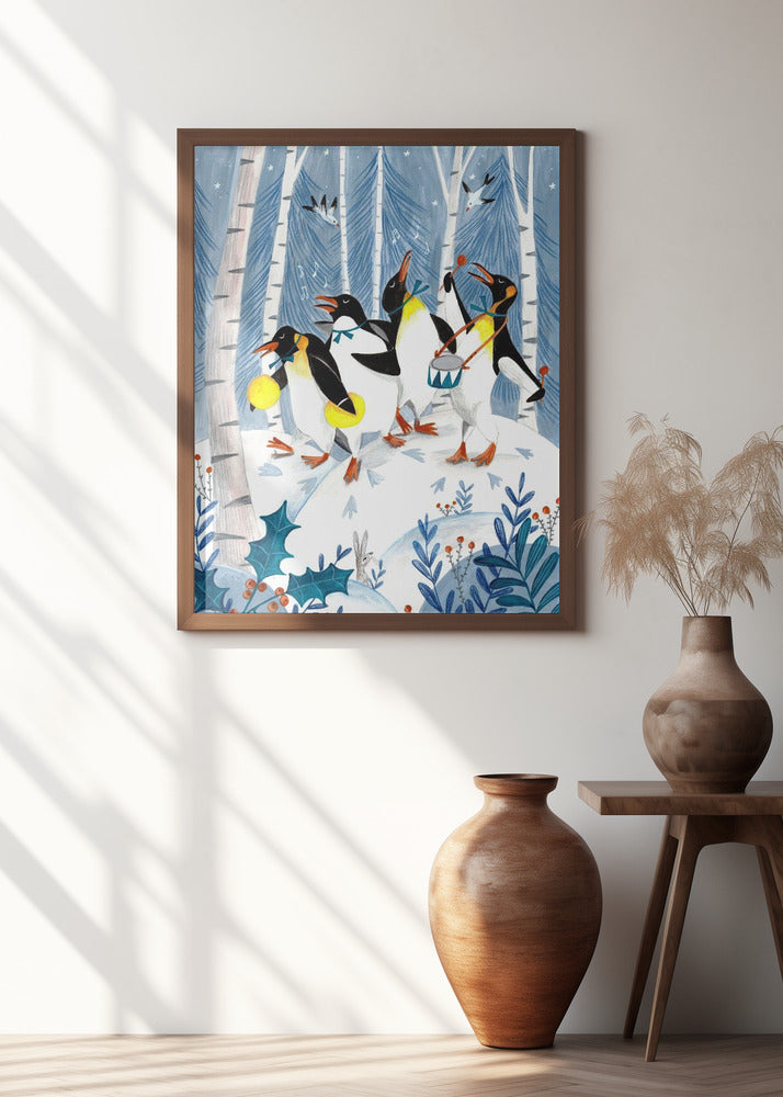 Penguins make music in the forest Poster