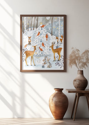 Christmas in the winter animal forest Poster