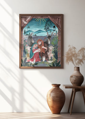 Christmas with Mary and baby Jesus Poster