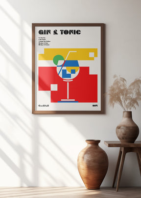 Gin &amp; Tonic Bauhaus Cocktail Poster