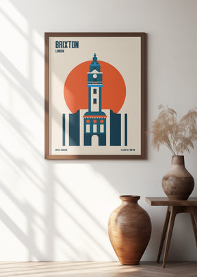 Brixton Tower Retro Travel Print Poster