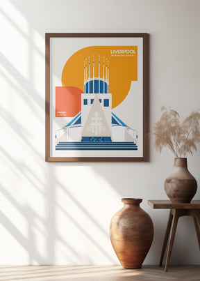 Liverpool Metropolitan Cathedral Retro Architecture Print Poster