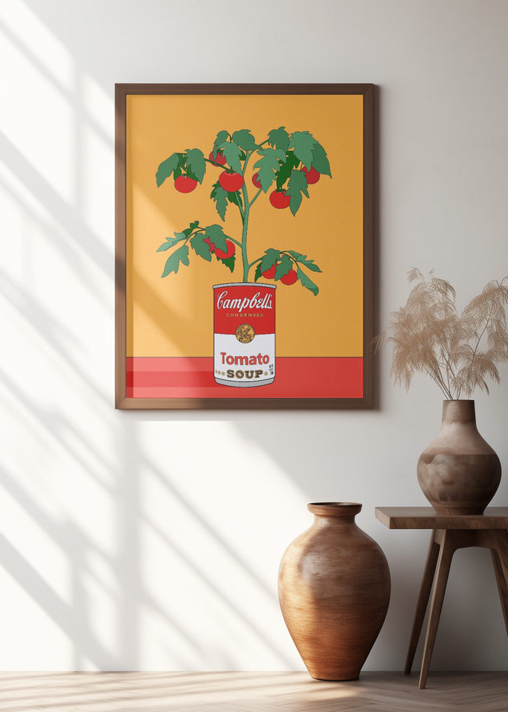 Campbells Soup Tomato Plant Retro Illustration Poster