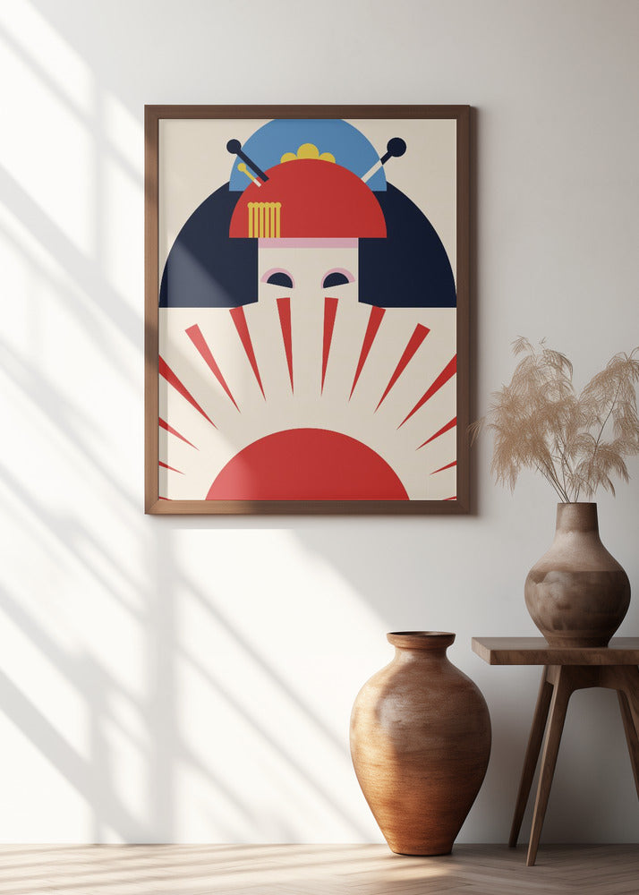 Geisha Girl Retro Minimalist Design Poster