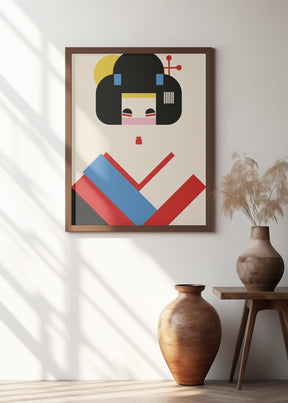 Geisha Girl Geometric Illustration Poster