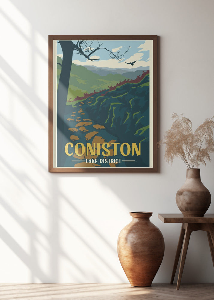 Coniston Lake District Travel Print Poster