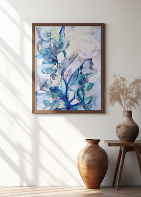 Aqua Floral Poster