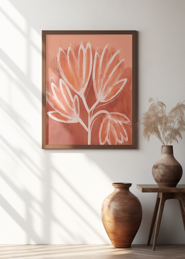 Peachy Flowers Poster