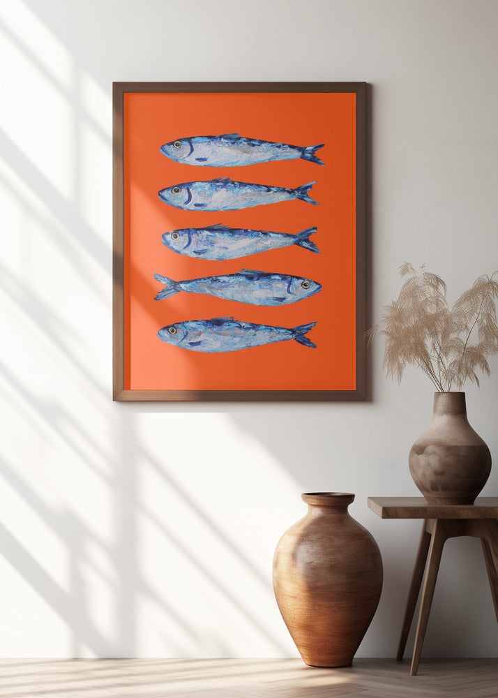 Sardines on Orange Poster